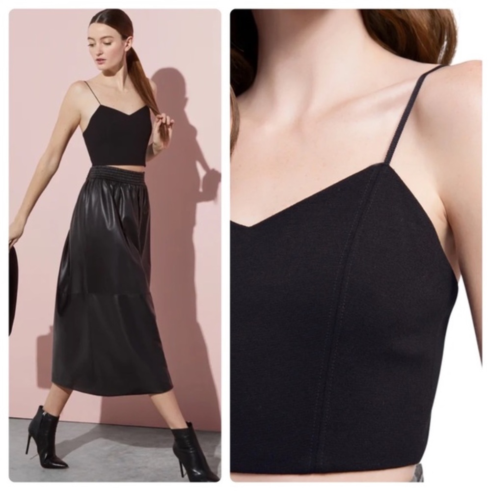 Alice + Olivia Archer Black Cropped Cami Top Women's Large